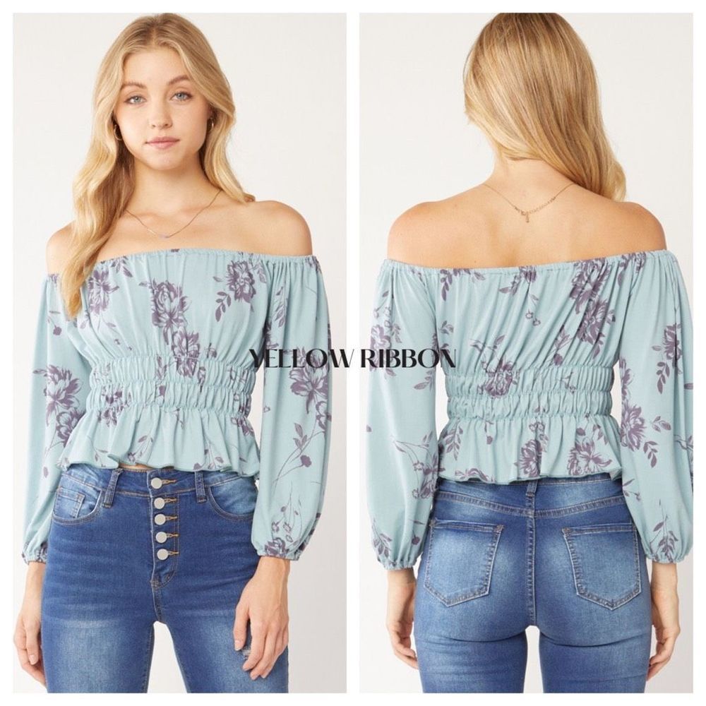 NEW Cottagecore Floral Off-the-Shoulder Ruched Top